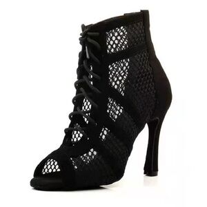 New Black Mesh Lace-Up Women's Shoes, size 9.5